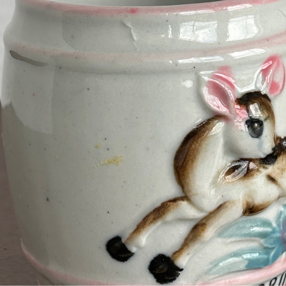 Vintage Always Drink Milk Children's Decorative Deer Mug Pink Stripes - Picture 10 of 10